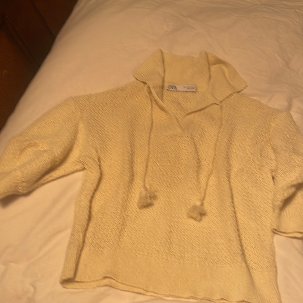 Zara Cream knit collard top